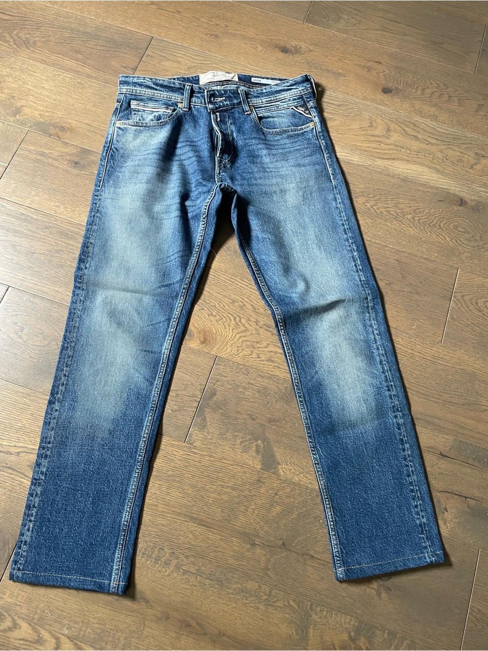 Replay Men's Faded Blue Straight Jeans